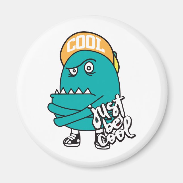 Hand plockade söta monsterillustration magnet (Framsidan)