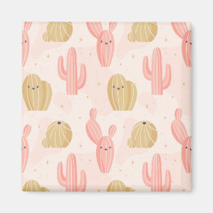 hand plockade söta rosa cactus magnet