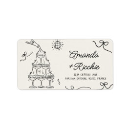 Hand plockade Spelande Whimsical Retro Fransk Bröl Adressetikett