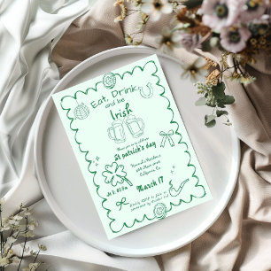 Hand plockade St. Patrick's Day Girls Nattnattdel Inbjudningar