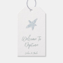 Hand plockade Starfish Coastal Bröllop Gift Märkre Presentetikett