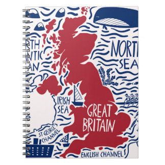 hand plockade stiliserade karta i Förenade kungari Anteckningsbok