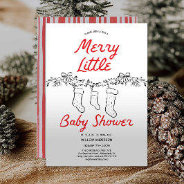 Hand plockade Stockings Merry Little Baby Shower Inbjudningar
