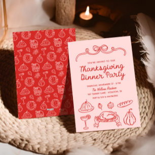 Hand plockade Stollig Bow-Thanksgiving, middag Inb Julkort