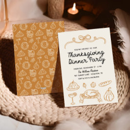 Hand plockade Stollig Bow-Thanksgiving, middag Inb Julkort