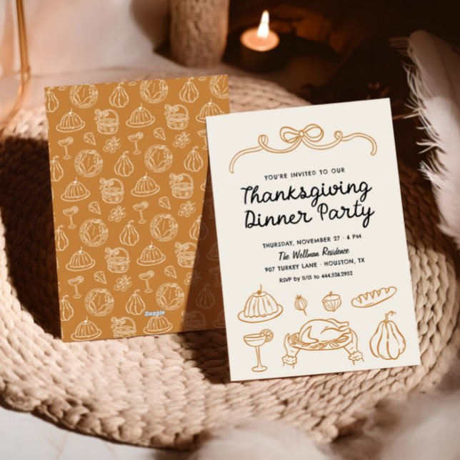 Hand plockade Stollig Bow-Thanksgiving, middag Inb Julkort (Skapare uppladdad)