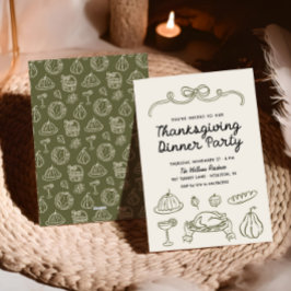 Hand plockade Stollig Bow-Thanksgiving, middag Inb Julkort