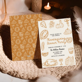 Hand plockade Stollig Doodle Thanksgiving Inbjudan