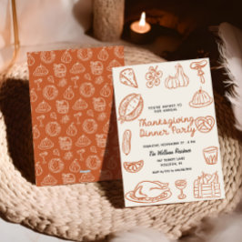 Hand plockade Stollig Doodle Thanksgiving Inbjudan