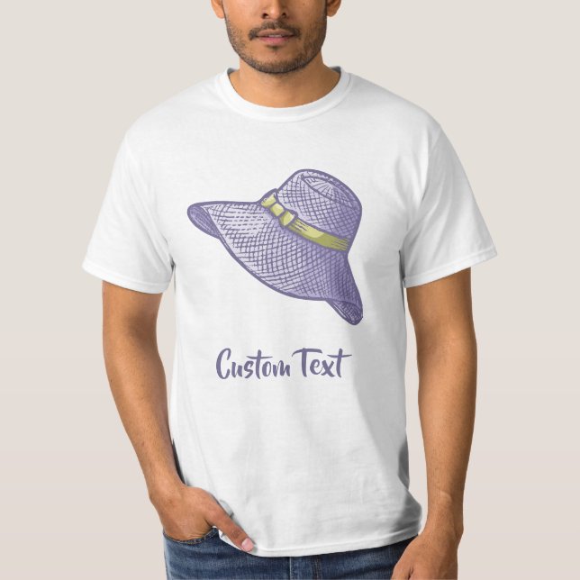 Hand plockade Straw Hat Lilac T Shirt (Framsida)