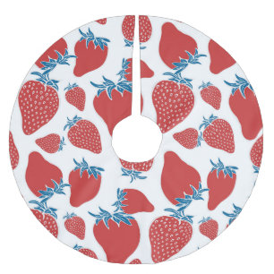 Hand plockade Strawberry Vintage Mönster Julgransmatta Borstad Polyester