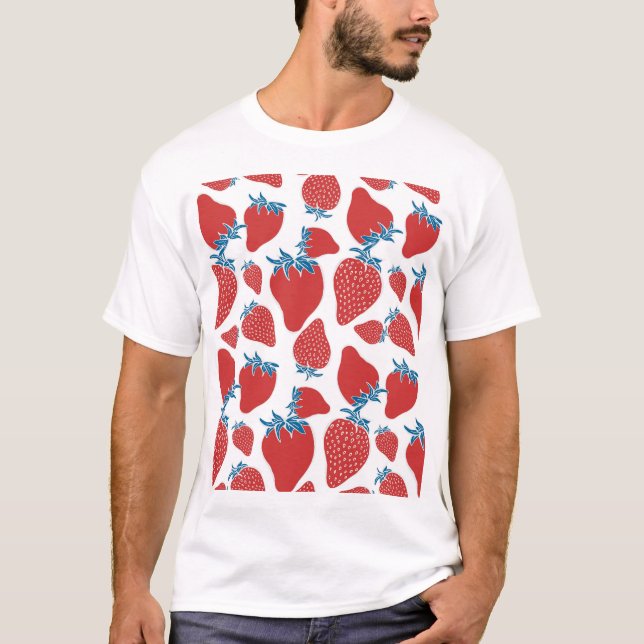 Hand plockade Strawberry Vintage Mönster T Shirt (Framsida)