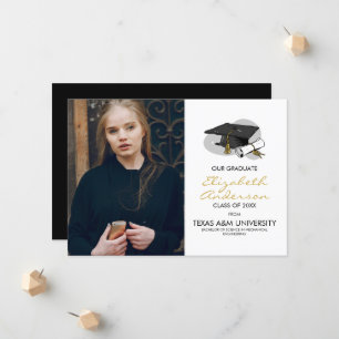 Hand plockade Studentmössa- och fotomeddelande Meddelande
