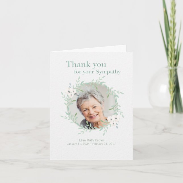 Hand plockade Sympathy Memorial-Tack med foto Tack Kort (Framsida)
