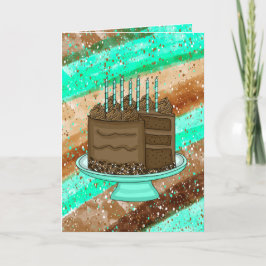 Hand plockade Teal och Brown Grattis på födelsedag Kort