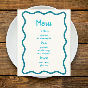 Hand plockade Teal Vågigt Gräns Möhippa Menu