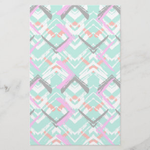 hand plockade Teal Zig Zag Mönster Brevpapper