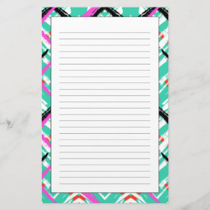 hand plockade Teal Zig Zag Mönster Brevpapper