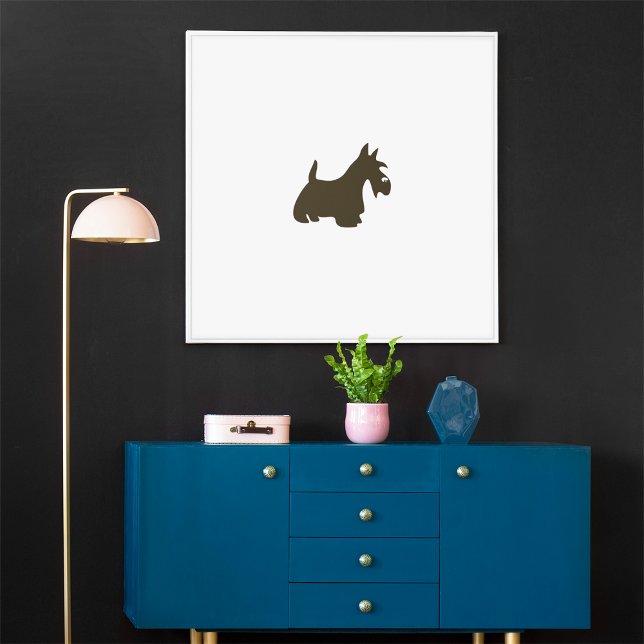 Hand plockade Terrier Silhouette Kanvastryck (Hand Drawn Scottie Dog Silhouette)