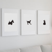 Hand plockade Terrier Silhouette Kanvastryck