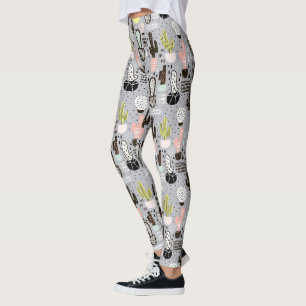 hand plockade Textured Cactus Mönster Leggings
