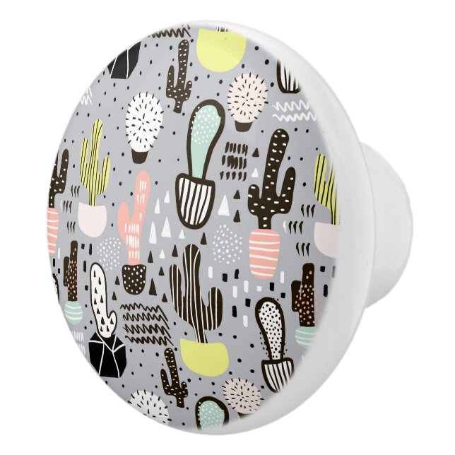 Hand plockade texturerad kaktus Mönster Knopp (Höger)