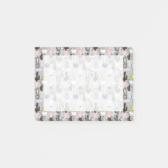 Hand plockade texturerat kaktusmönster post-it block (Framsida)