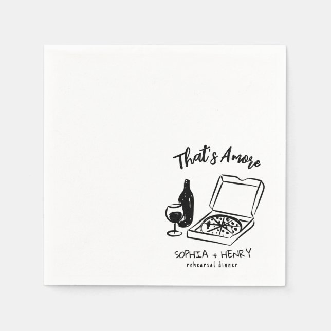 Hand plockade Thats Amore Pizza Vin Rehearsal Midd Pappersservett (Framsidan)