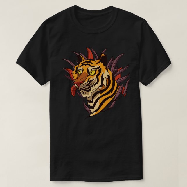 Hand plockade Tiger Head T Shirt (Design framsida)