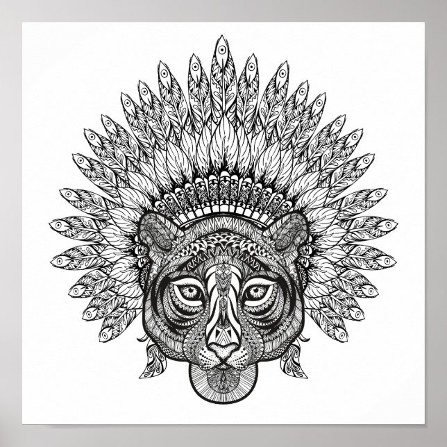 Hand plockade Tiger i Stil 2 Poster (Framsidan)