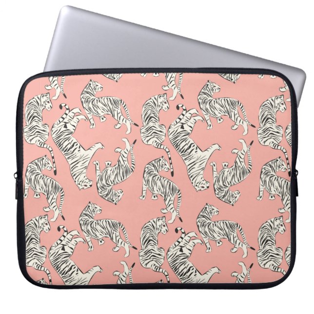 Hand plockade tiger sömlös mönster, stora katter i laptop fodral (Framsidan)