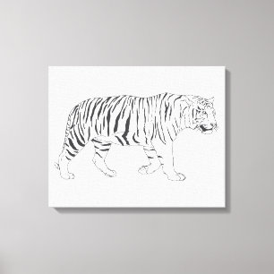 Hand plockade Tiger Teckning Poster Canvastryck