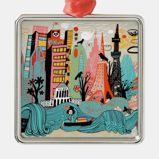 Hand plockade Tokyo Japan Julgransprydnad Metall (Framsidan)