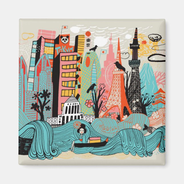 Hand plockade Tokyo Japan Magnet (Framsidan)