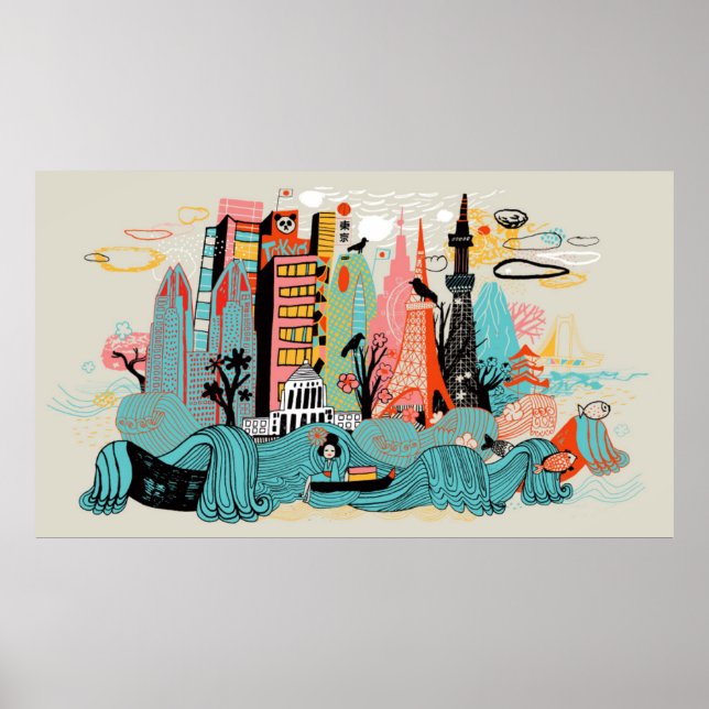 Hand plockade Tokyo Japan Poster (Framsidan)