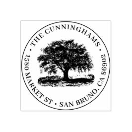 Hand plockade Träd-rundans familj Namn och Returad Stämpel