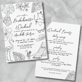 Hand plockade Tropical Beach Bachelorette Party Inbjudningar