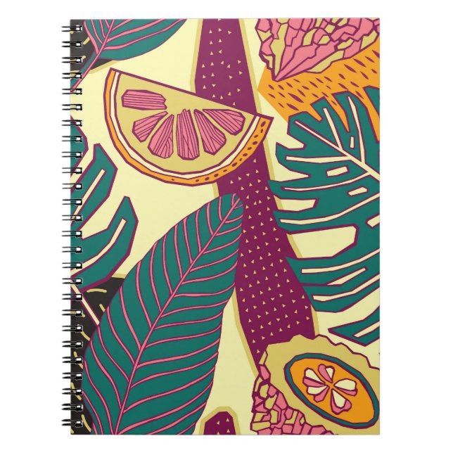 Hand plockade Tropical Bright Mönster Anteckningsbok (Framsidan)