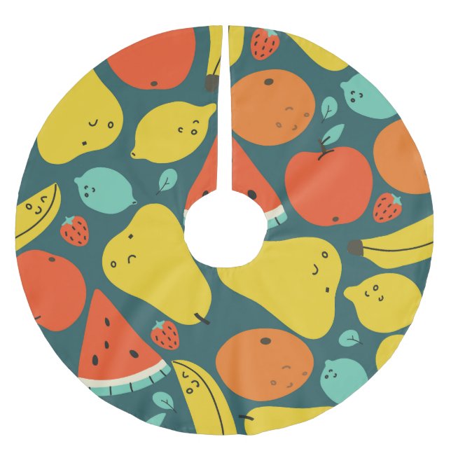 Hand plockade Tropisk frukt Mönster Julgransmatta Borstad Polyester (Framsidan)