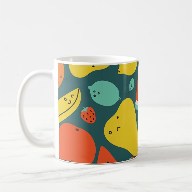 Hand plockade Tropisk frukt Mönster Kaffemugg (Vänster)