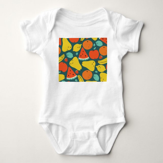 Hand plockade Tropisk frukt Mönster T Shirt (Framsida)