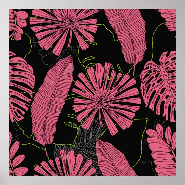 Hand plockade tropiska löv. Exotisk växt Tropiskt Poster (Framsidan)