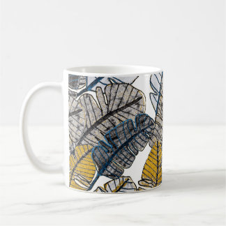 Hand plockade: Tropiska Löv Kaffemugg