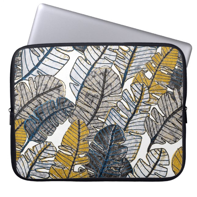 Hand plockade: Tropiska Löv Laptop Fodral (Framsidan)