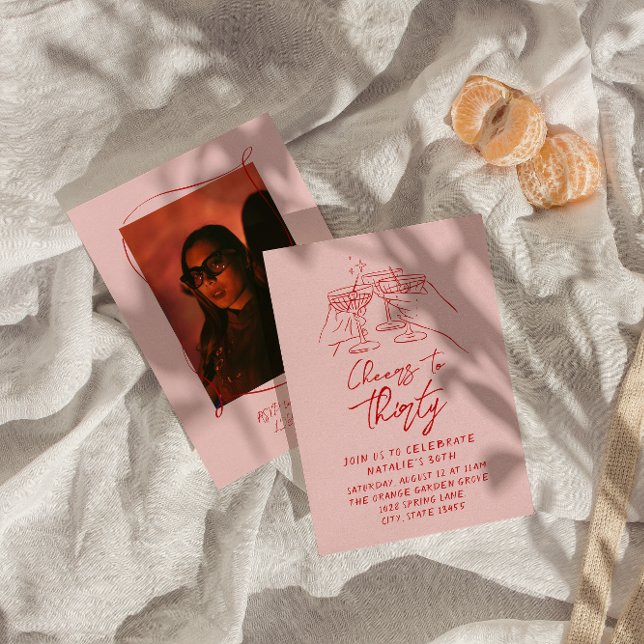 Hand plockade-turer till trettio 30:e fotofödelsed inbjudningar (Skapare uppladdad)