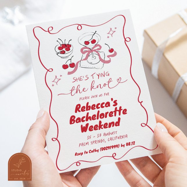 Hand plockade Tying the Know Martini Bachelorette Inbjudningar (Skapare uppladdad)