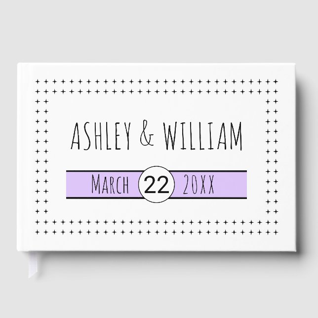 Hand plockade typografi lilavender geometric bröll gästböcker (Framsida)