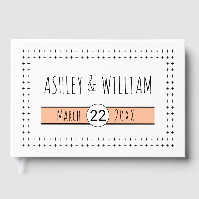 Hand plockade-typografi, persiktageometri bröllop gästböcker (Framsida)