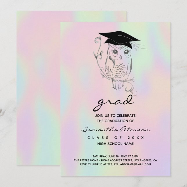 Hand plockade Uggla Inbjudningar (Fram/baksida)