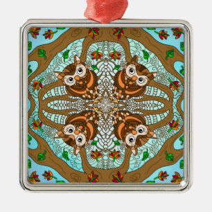 Hand plockade Uggla Mandala Ceramic Ornament